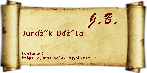 Jurák Béla névjegykártya