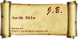 Jurák Béla névjegykártya
